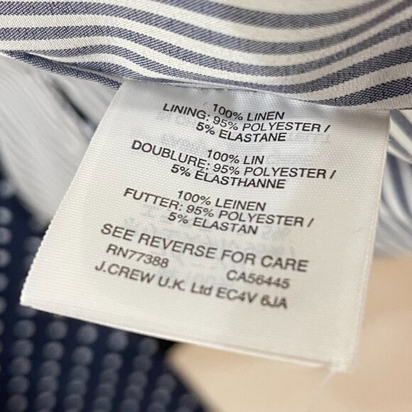 New J.Crew 100% Linen Regent Polka Dot Blazer Navy 12 $188 - Picture 4 of 6